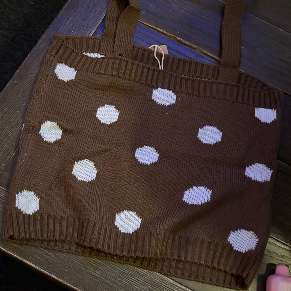 Blu Pepper Brown and White Polka Dot Knit Tank - Picture 5 of 6